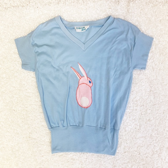 Vintage Tops - Vintage 80's Bunny Butt applique top tee S Vintage Tops - Vintage 80's Bunny Butt applique top tee S